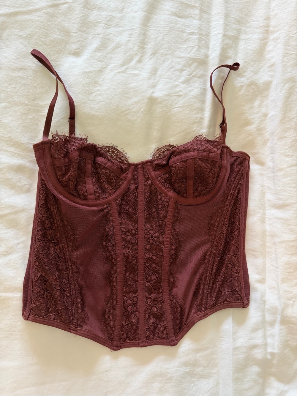 Urban Outfitters Burgundy Lace Bustier Top